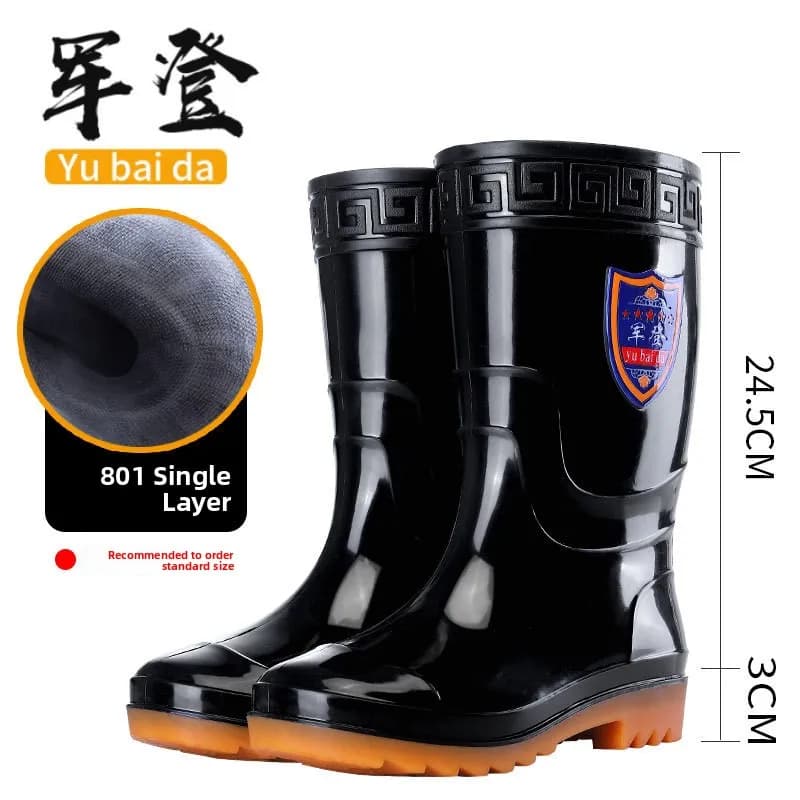 Bottes de pluie hautes épaissies homme légères résistantes anti-dérapage imperméables PVC protection