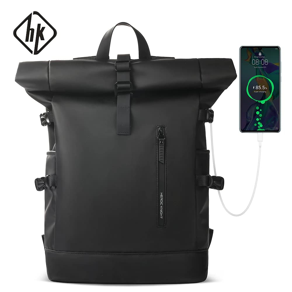 Sac à dos de voyage extensible HK - Grand sac étanche avec port USB pour ordinateur 15,6 pouces