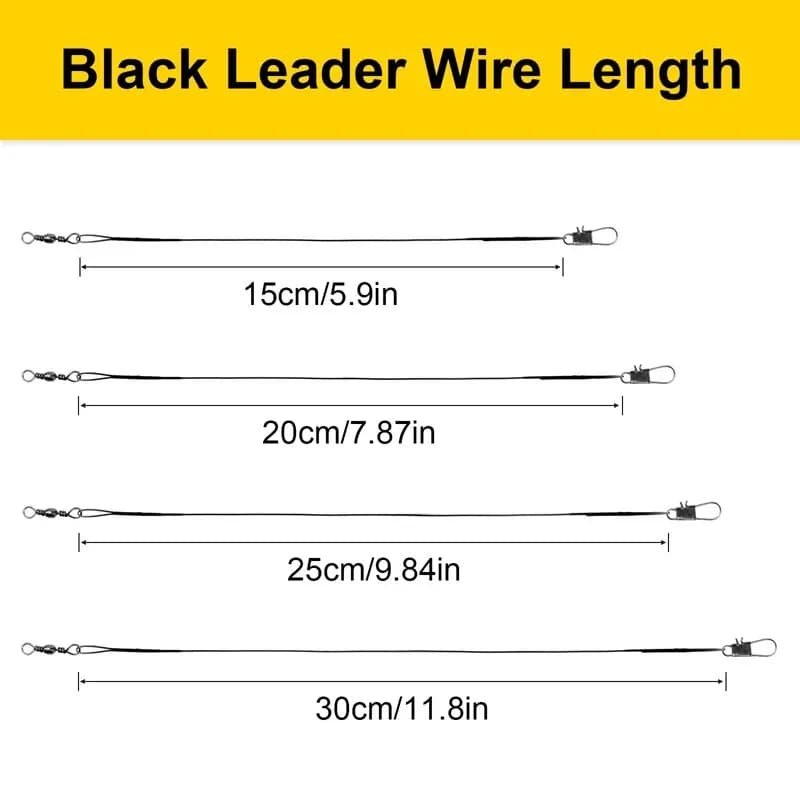 20 pièces anti-morsure acier inoxydable bas de ligne pêche avec émerillon 15-30cm leader