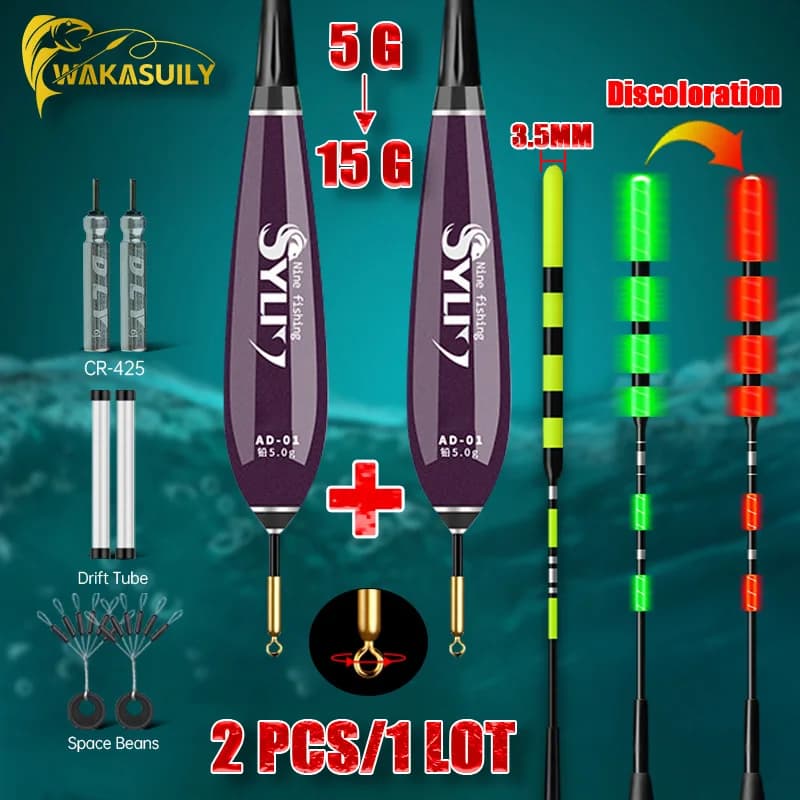 Flotteur lumineux électronique pour pêche aux roches 2 pièces avec capteur de gravité et recharge optionnelle