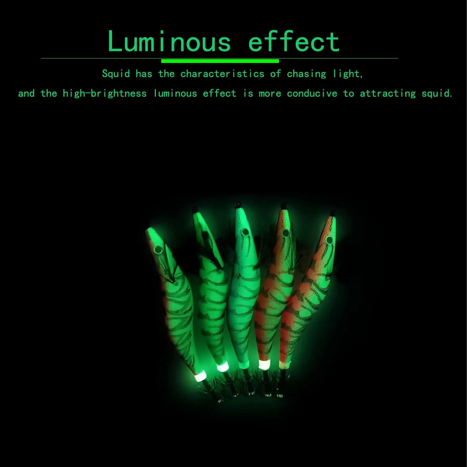 Lot de 5 leurres durs luminescents crevette calmar pêche en mer appât wobbleur avec yeux 3D