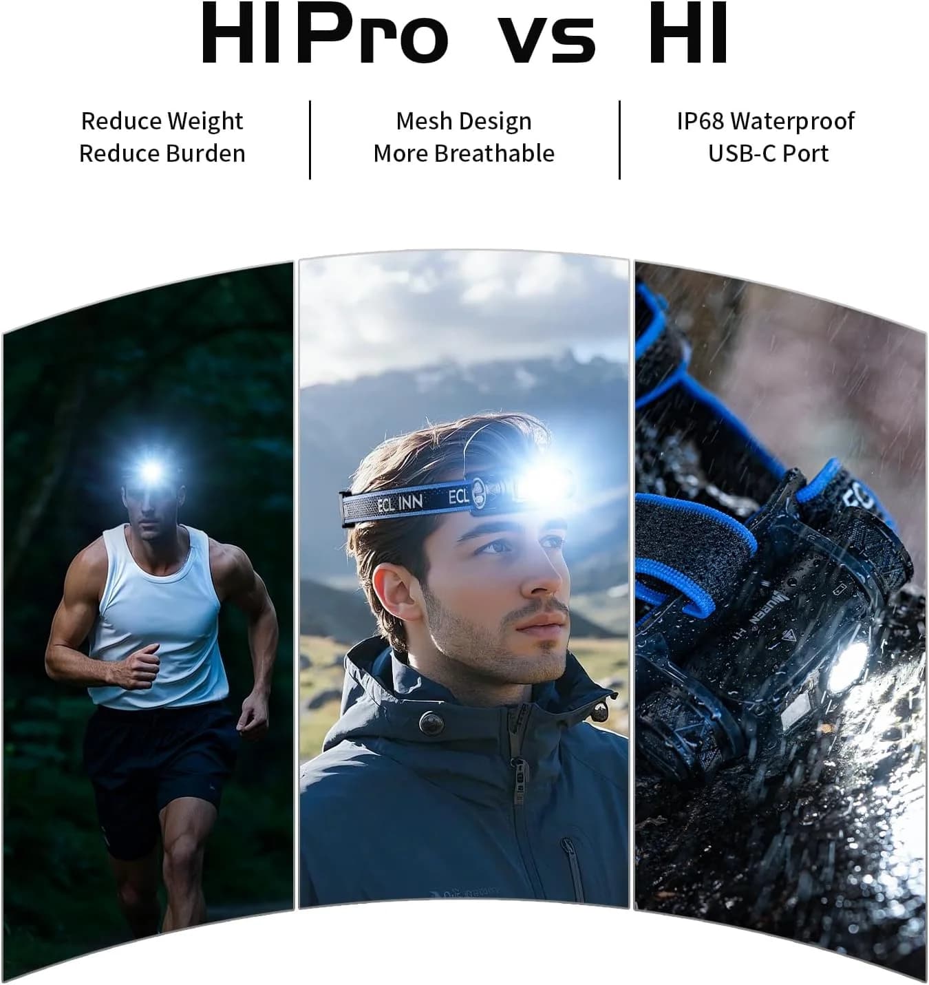 Lampe frontale WUBEN H1 PRO 1200 lumens rechargeable 11 modes étanche pour pêche chasse et camping