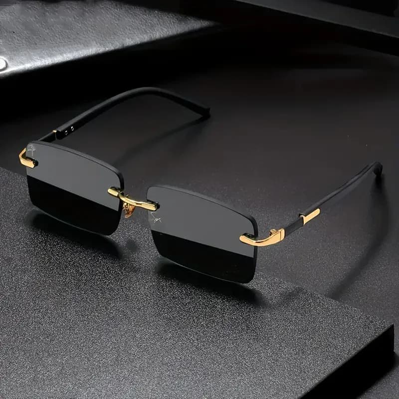 Lunettes de soleil sans monture rectangulaires pour pêche voyage - Modèle tendance femme homme été