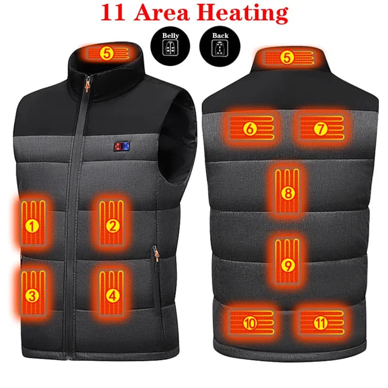 Veste chauffante pêche électrique 11 zones - Rechargeable USB pour pêche hiver grand froid