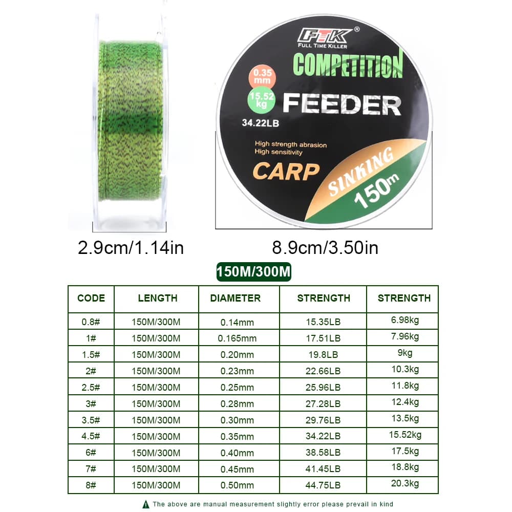 Ligne carpe FTK 3D invisible nylon 150m-300m fluorocarbone résistance pêche spot