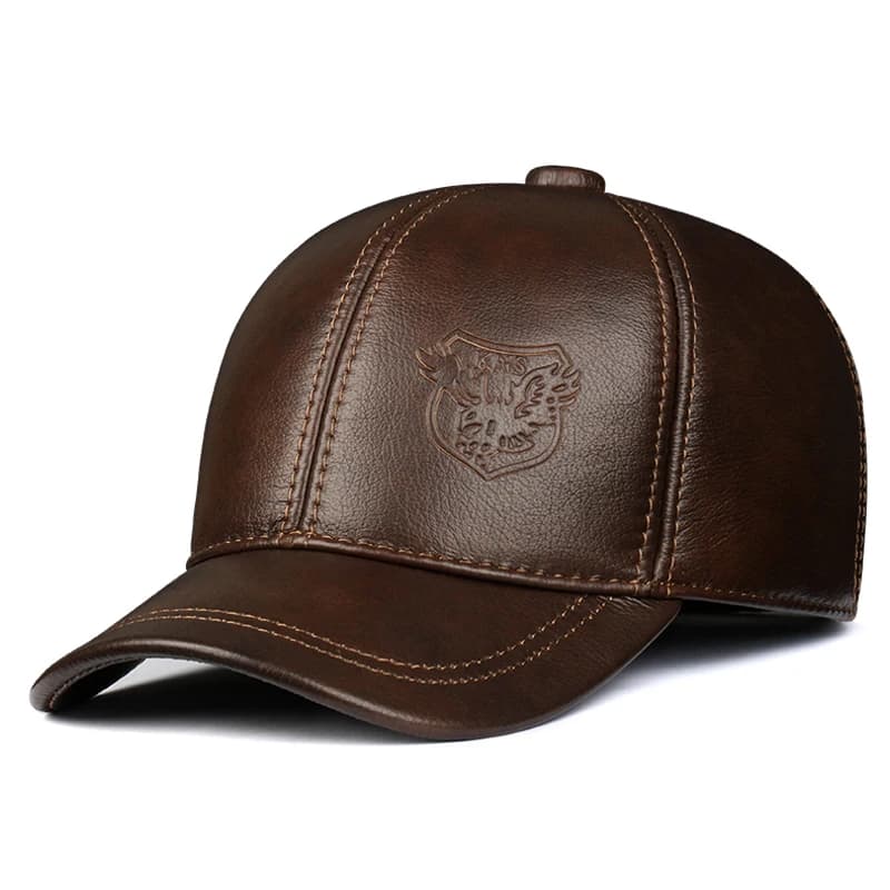 Casquette baseball cuir véritable homme hiver 2024 - Protection oreilles chasse pêche sport