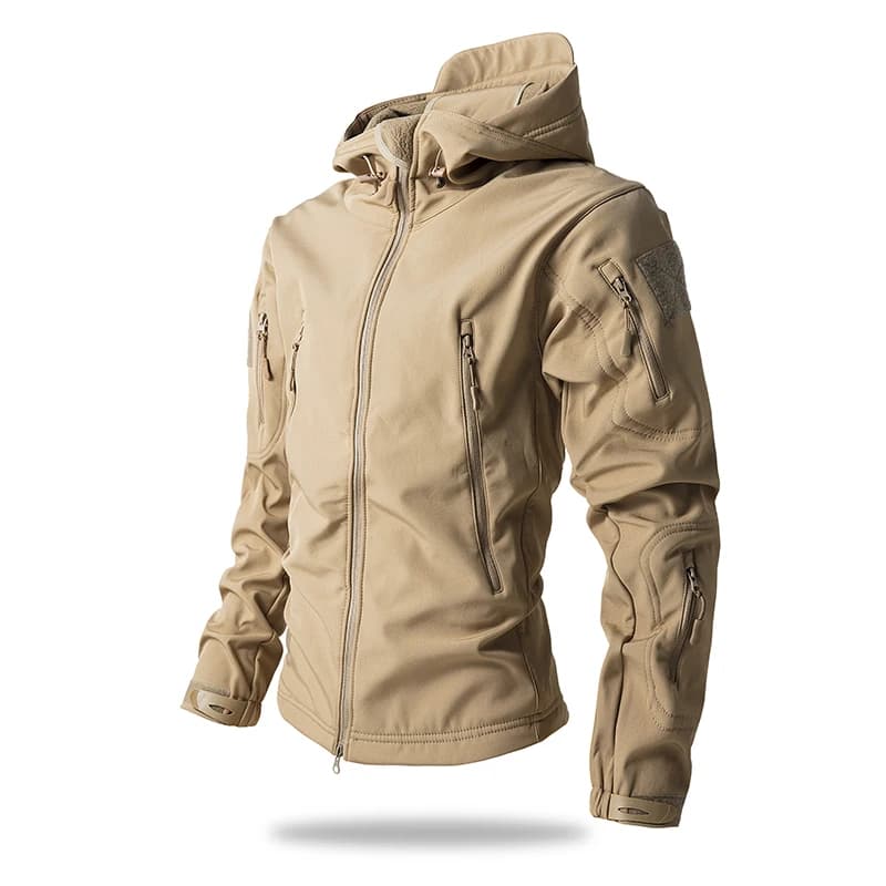 Veste tactique Shark Skin Soft Shell hiver homme - Imperméable polaire à capuche chasse pêche