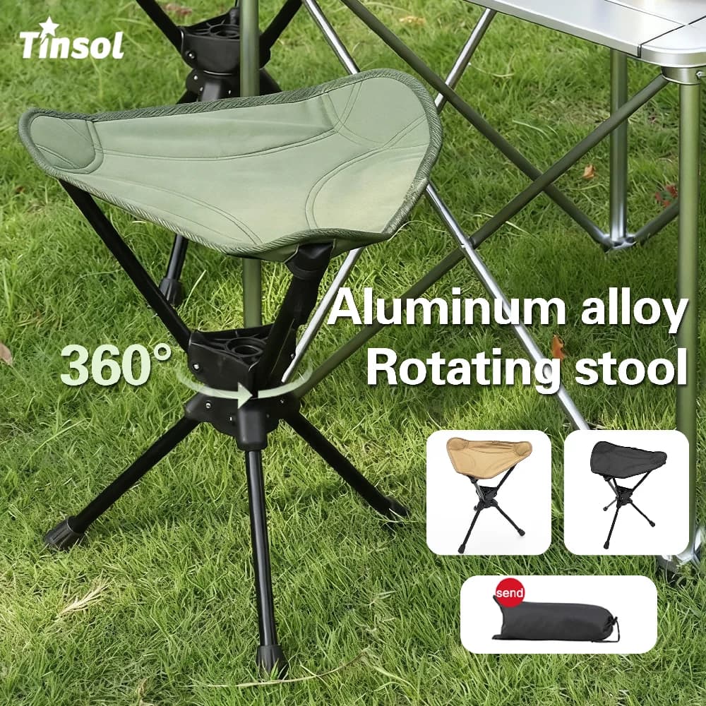 Chaise de pêche pivotante détachable portable pliante camping 150kg avec sac de rangement