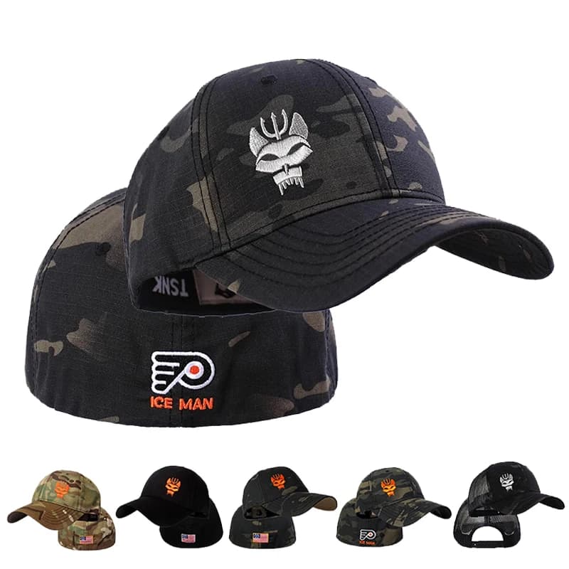 Casquette baseball coton pêche militaire - Snapback extensible tactique pour running et pêche
