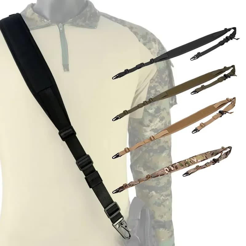 Bretelle tactique rembourrée pour fusil de chasse - Sling modulaire 2 points pour pêche