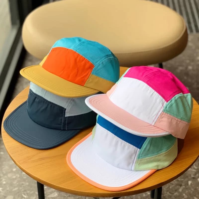 Casquette baseball personnalisable logo pêche - 5 panneaux à bord plat - Séchage rapide unisexe