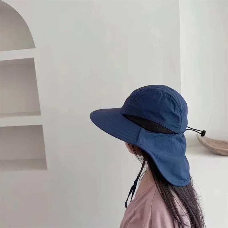 Chapeau de pêche à large bord avec protection nuque unisexe rapide séchage pour randonnée et pêche