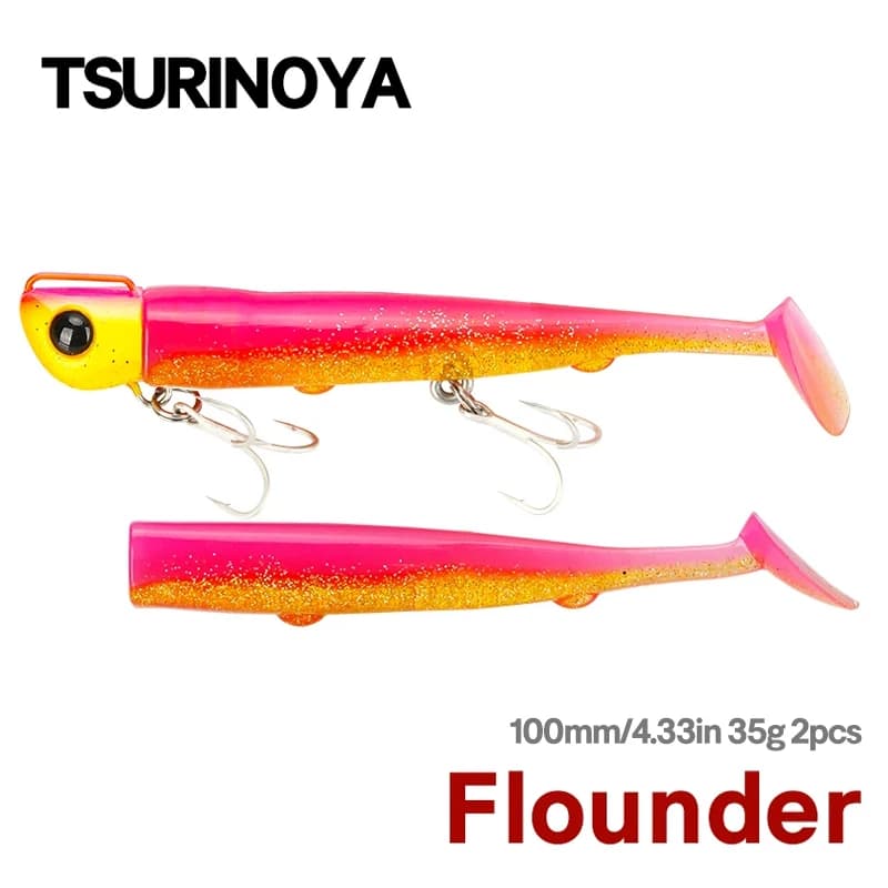 Leurre souple TSURINOYA 110mm 35g pour bar et flet, leurre plombé à longue distance avec 2