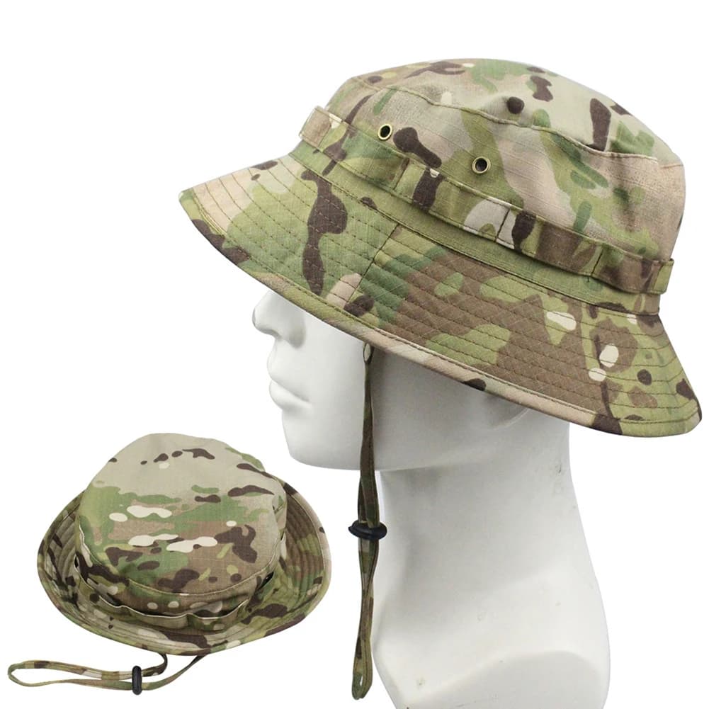 Chapeau boonie camouflage été - Bucket hat pêche chasse randonnée protection solaire unisexe