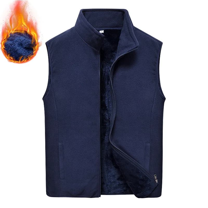 Gilet chaud sans manches laine mouton cachemire automne pêche col montant décontracté oversize homme