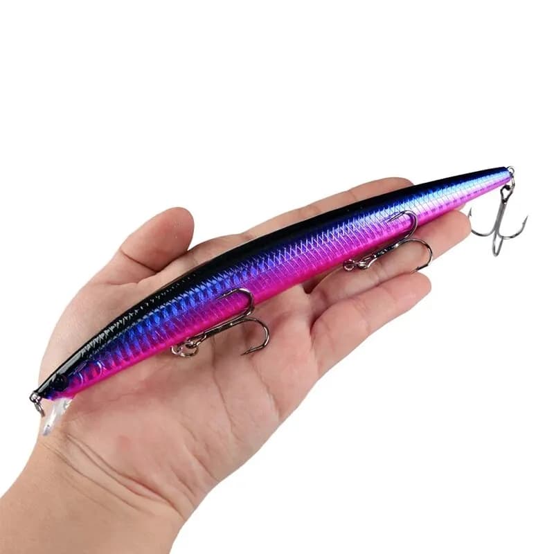 Leurre minnow laser dur appât artificiel 18cm 24g yeux 3D hameçons tranchants pêche mer wobblers