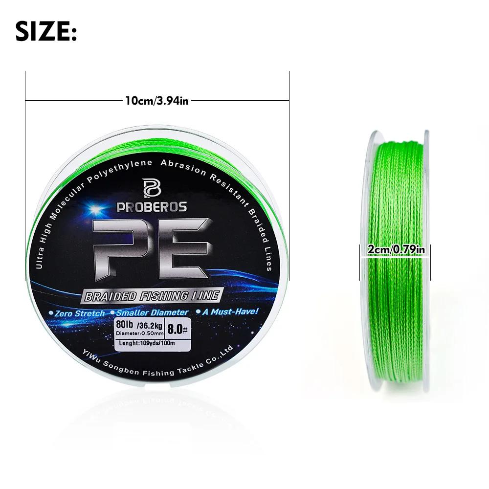Ligne de pêche tressée Super Strong 100m 4 brins anti-abrasion - 6 à 80LB 6 couleurs disponibles PE