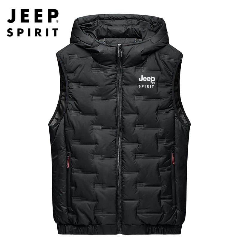 Gilet homme Jeep Spirit coupe-vent chaud - Cardigan à capuche color block pour automne hiver