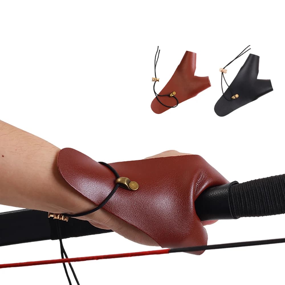 Protège-doigts archerie 2 doigts cuir pêche arc traditionnel chasse accessoire tir