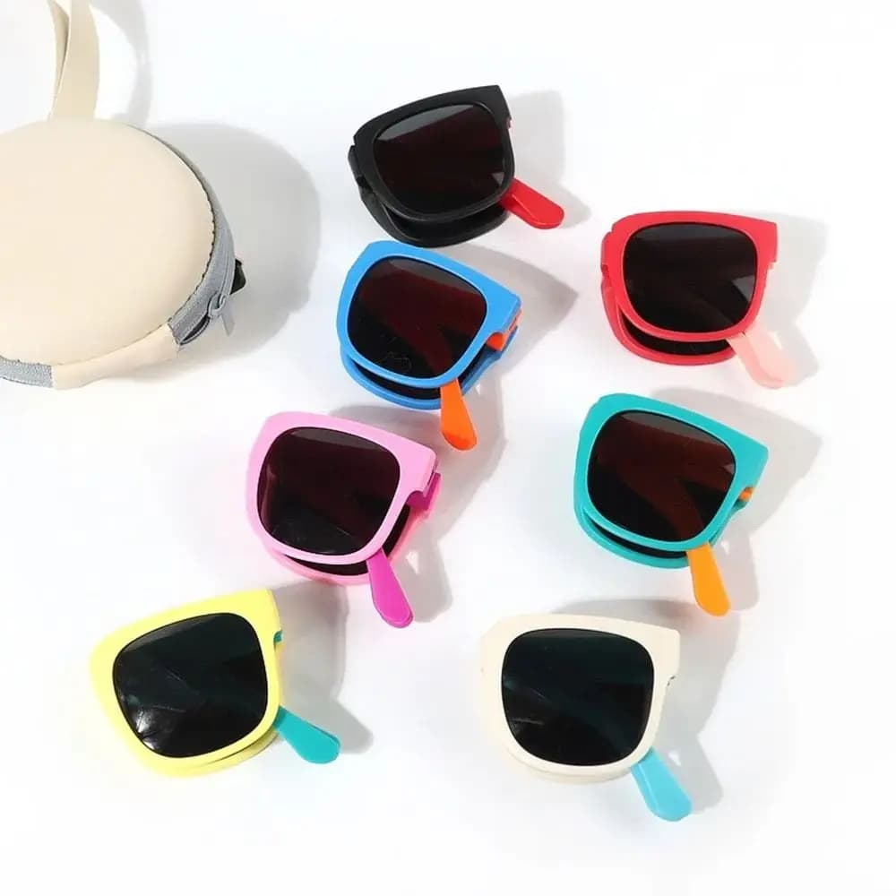 Lunettes de soleil pliables pour enfants pêcheurs - Monture carrée vintage UV400 - Protection solaire