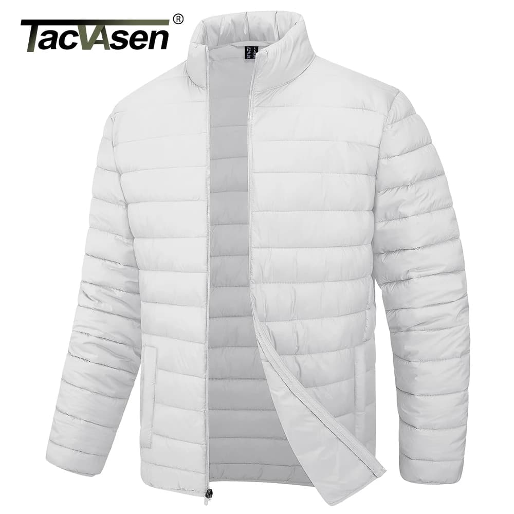 Doudoune légère homme TACVASEN col montant waterproof - Veste travail outdoor coupe-vent chaude zip complet
