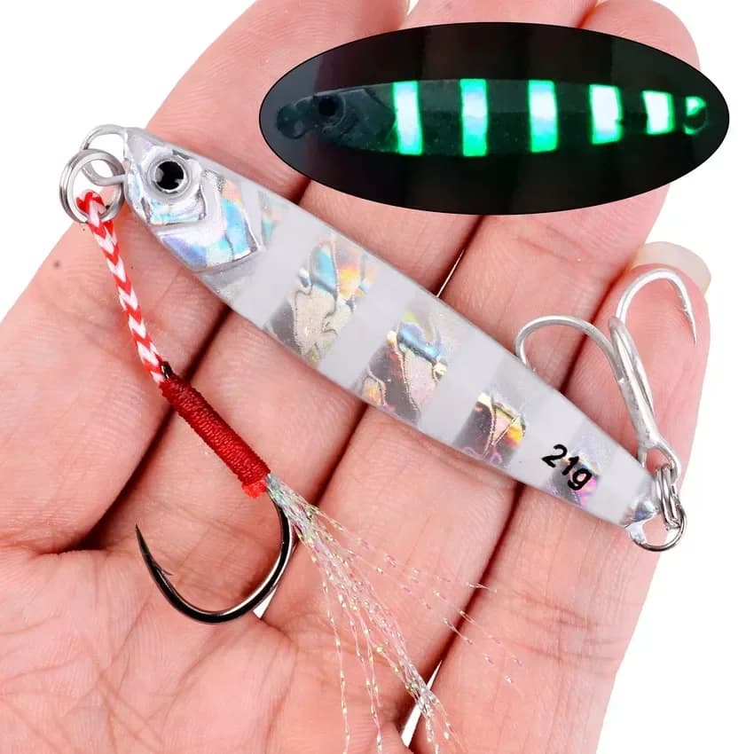 Lot de 5 leurres métalliques jig 7g à 40g pour pêche au bar, truite et mer