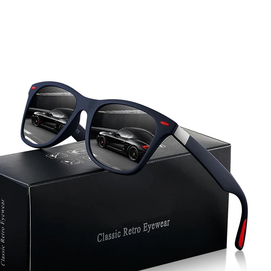 Lunettes de soleil carrées vintage rivetées pêche - Design luxe marque designer conduite homme femme