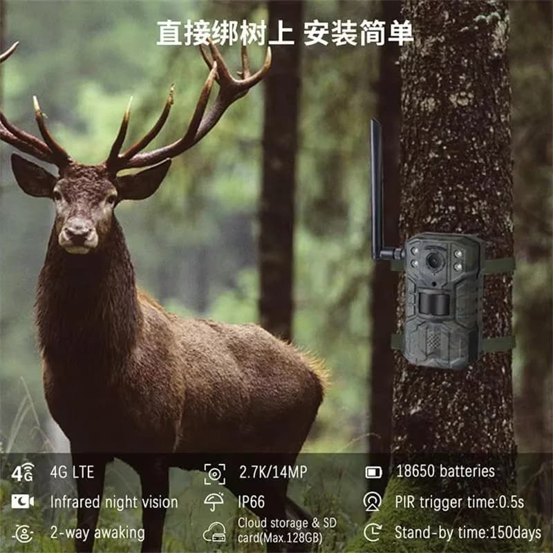 Caméra trail 4G LTE solaire 14MP prise EU détection mouvement 20m vision nocturne 30m surveillance faune