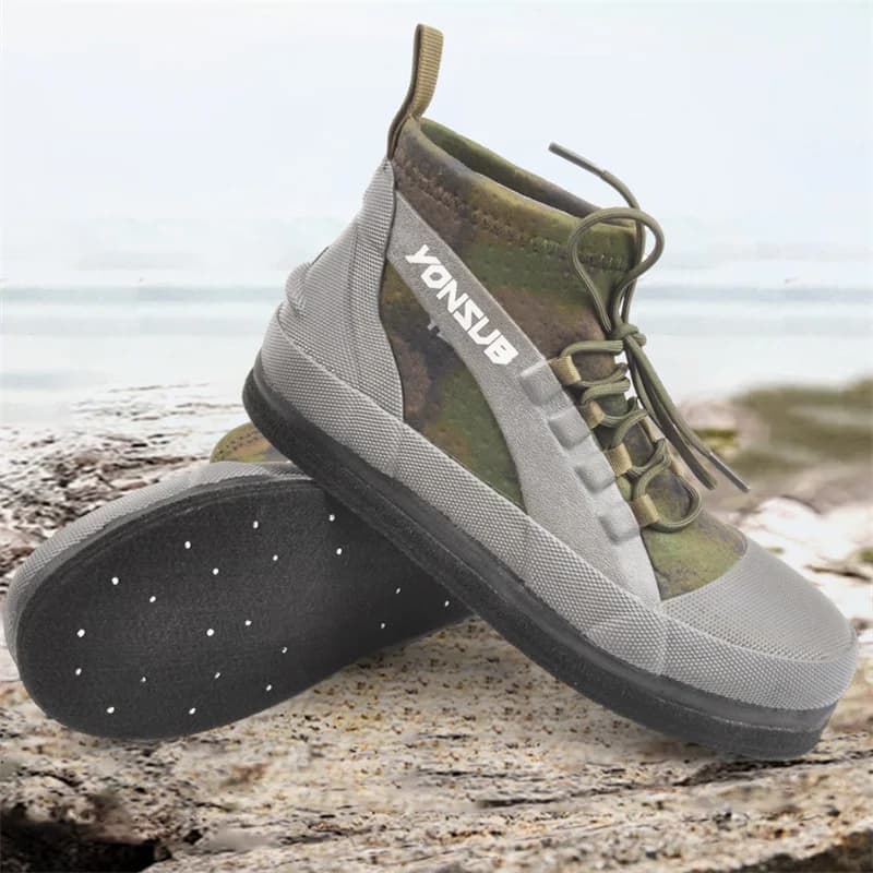 Chaussures pêche chasse Reef Rock - Bottes pêche professionnelles semelle feutre crampons - Hommes femmes