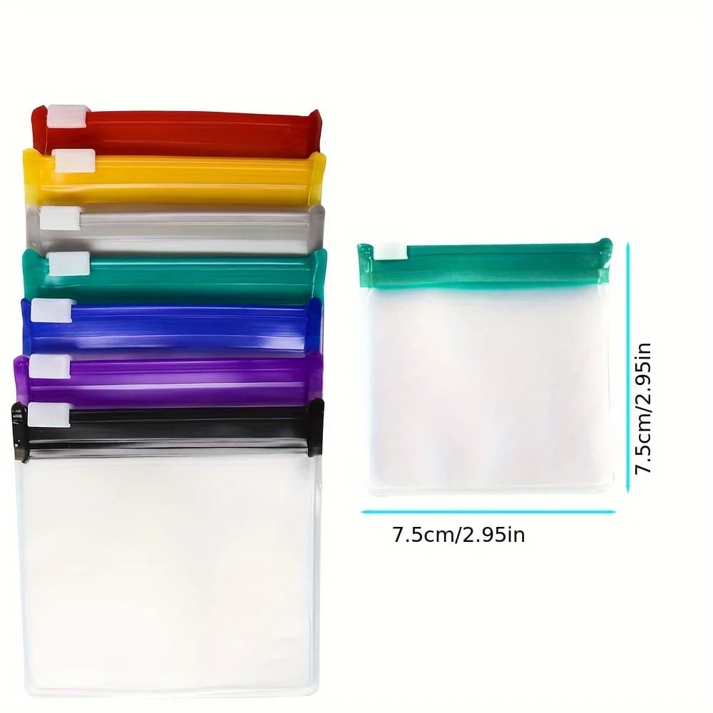 7 pochettes pilules réutilisables zippées - Organisateur médicaments voyage 7 couleurs étanches