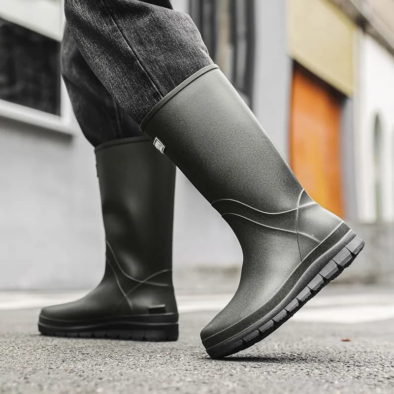 Bottes de pluie homme hautes épaisses antidérapantes PVC pour pêche toutes saisons