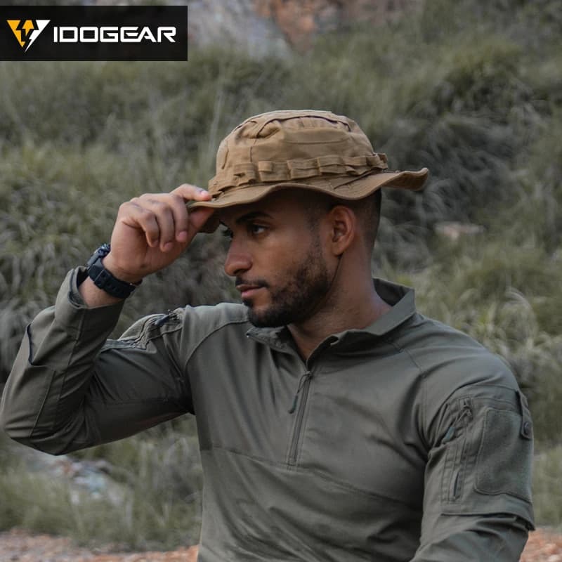 Casquette boonie tactique IDOGEAR 3623 large bord pour pêche et chasse - Ajustable respirant