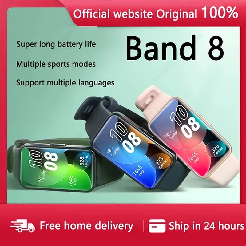 Bracelet connecté HUAWEI Band 8 original - Écran AMOLED 1.47", SpO2 24h, autonomie 2 semaines smartband