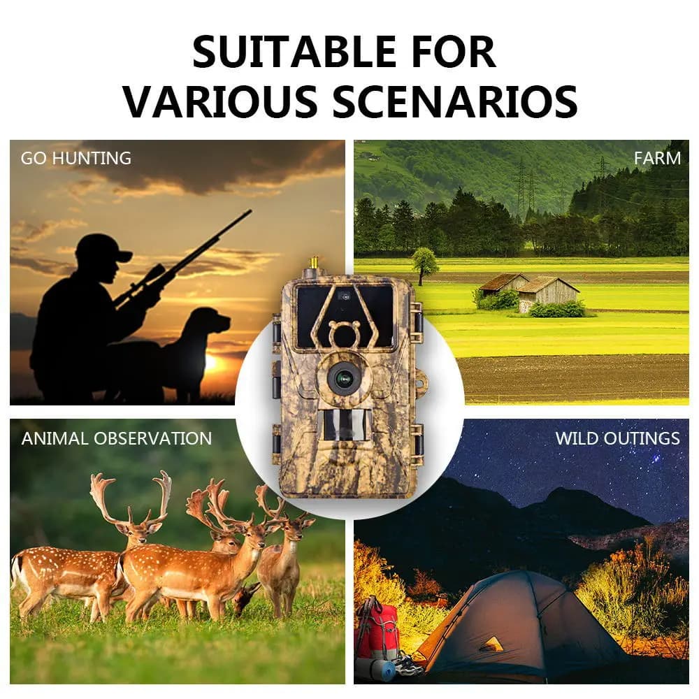 Caméra chasse 8K sensor 60MP infrarouge WiFi APP - Étanche vision faune avec 32GB mémoire