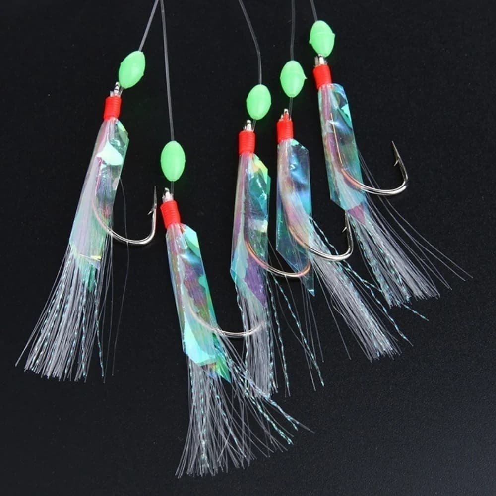 Set 5 leurres souples multicolores à peau argentée - Appâts imitation poisson et crevette avec hameçon crystal
