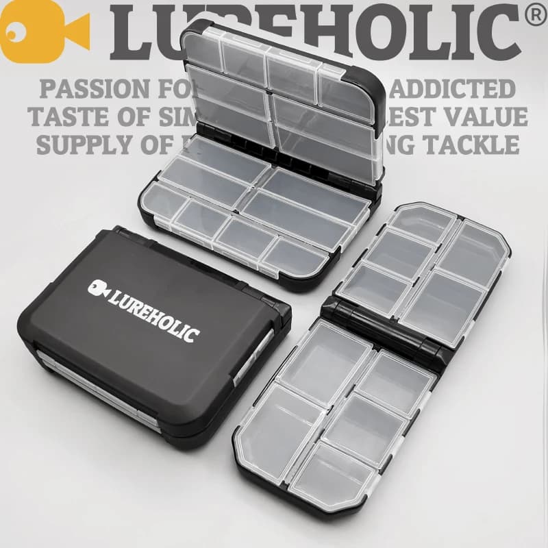 Boîte de rangement pêche LUREHOLIC pour leurres, hameçons, plombs tungstène et accessoires