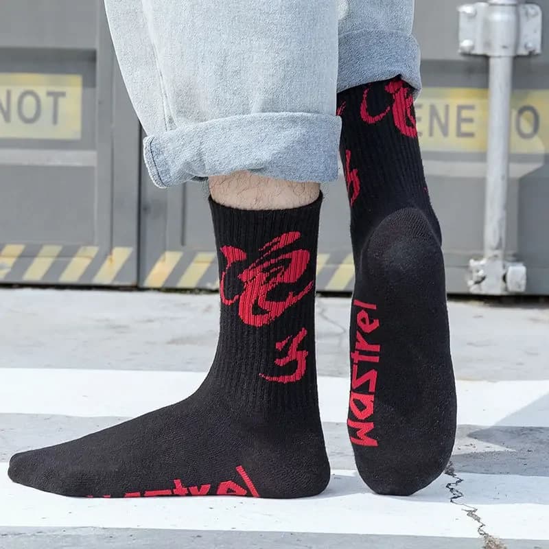 Chaussettes longues japonaises Harajuku style collège pour couple sportif homme femme tendance coton