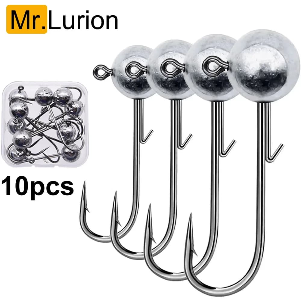 Hameçons pêche leurres souples MrLurion, têtes rondes 1g à 20g pour carnassiers, acier carbone