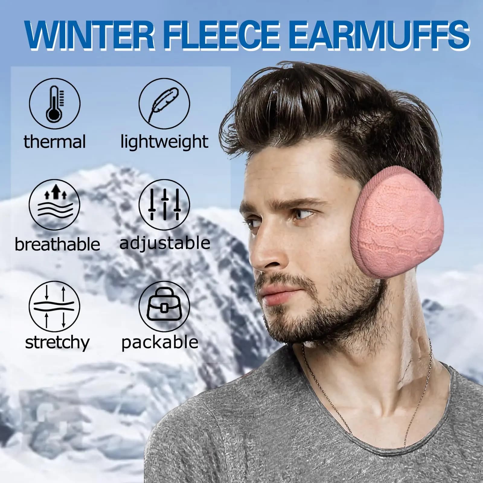 Protège-oreilles polaire hiver ajustables homme femme froid sport outdoor pêche