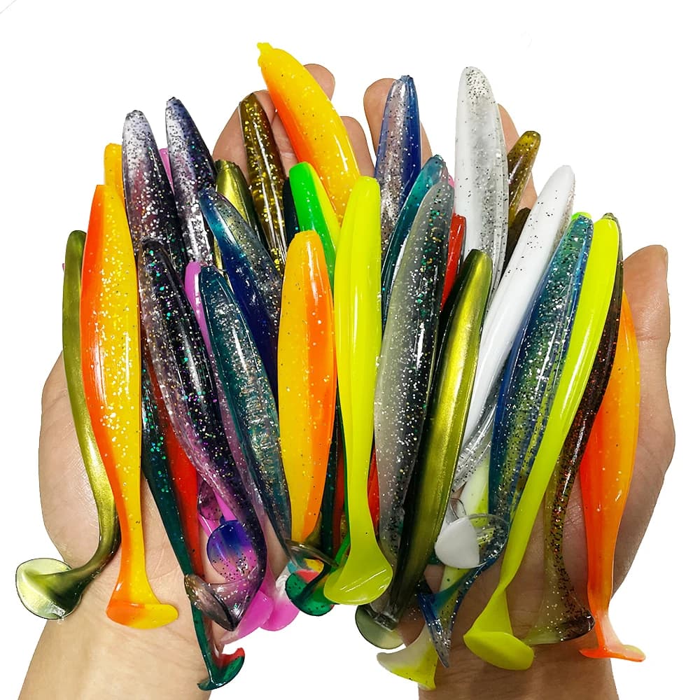 Leurres souples queue en T 70-120mm shad worm - Appâts silicone pour pêche sportive