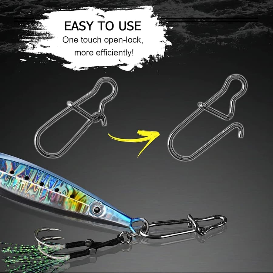 50Pcs Crankbait Snaps Stainless Steel Duo Lock Lure Snaps Quick Change Fishing C