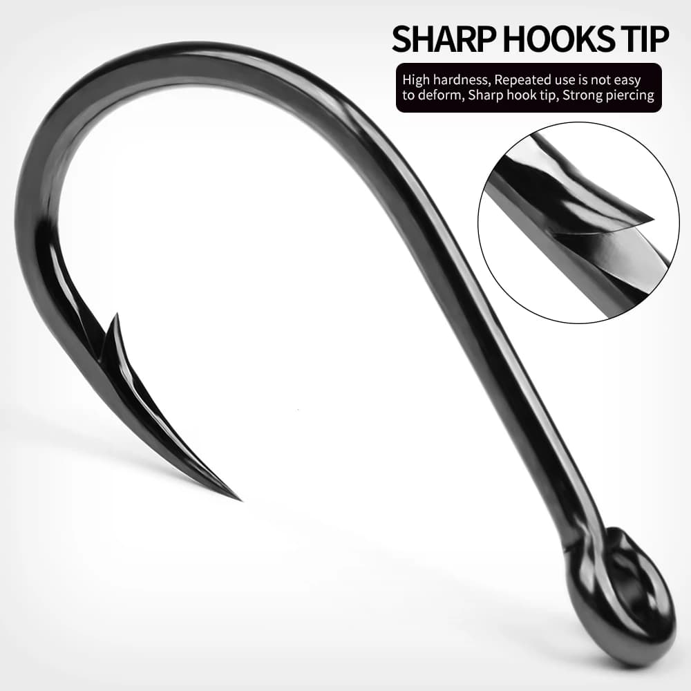 Lot de 50 hameçons pêche mer et eau douce PROBEROS acier carbone forte puissance 1/0 à 10/0