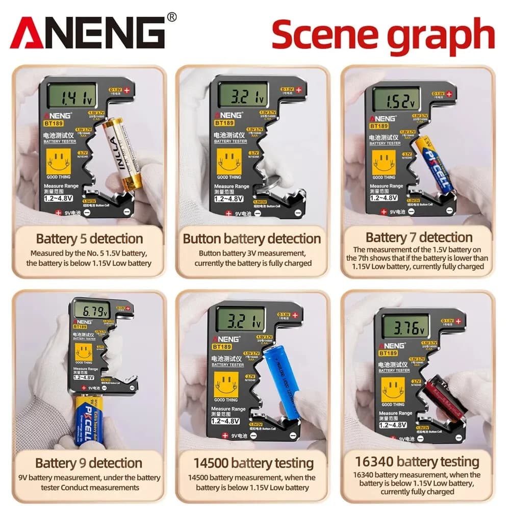 Testeur piles bouton ANENG BT189 universel 9V N D C AA AAA LCD détecteur France