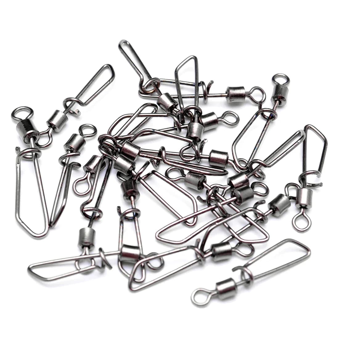 Snap Swivel FishTrip pour leurres et montages hélicoptère, lot de 10 à 100 émerillons à clip