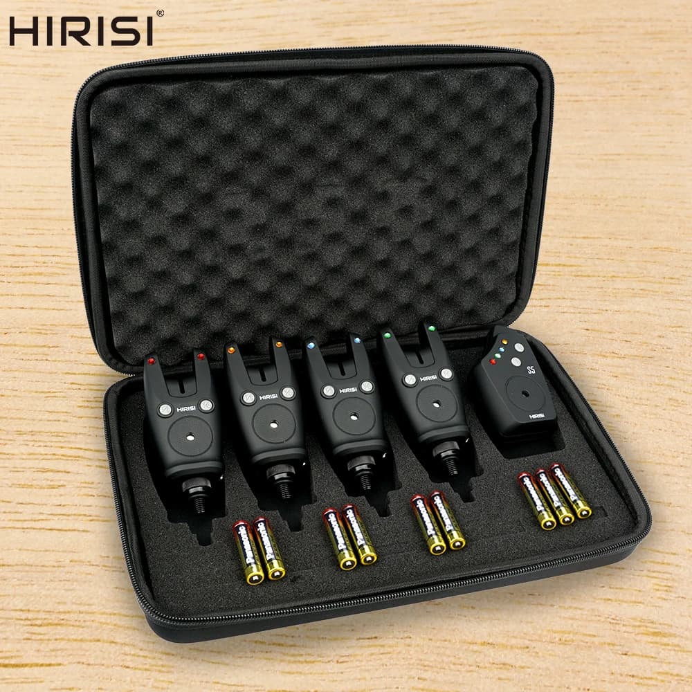 Kit alarme de touche sans fil waterproof Hirisi S5 pour pêche carpe avec indicateur