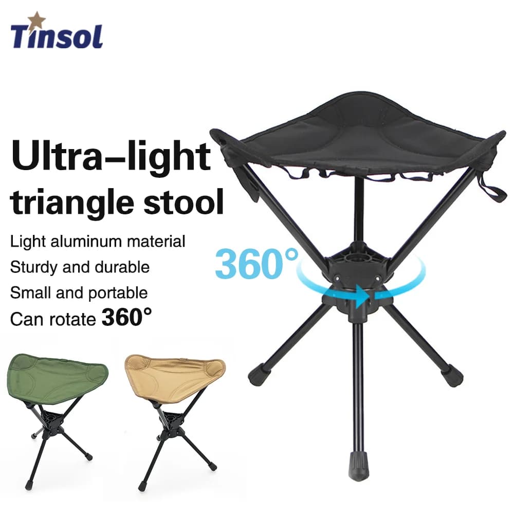 Tabouret pliant rotatif TINSOL en aluminium miniature pour pêche camping et pique-nique léger