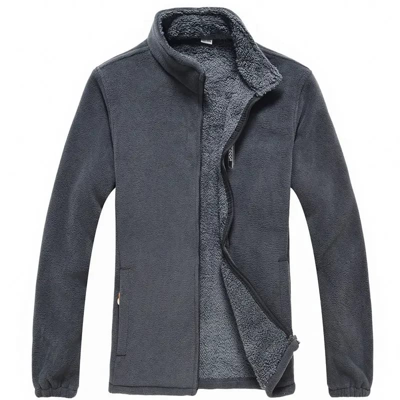 Veste polaire épaisse col montant homme - Manteau doublé polaire coupe-vent froid extérieur