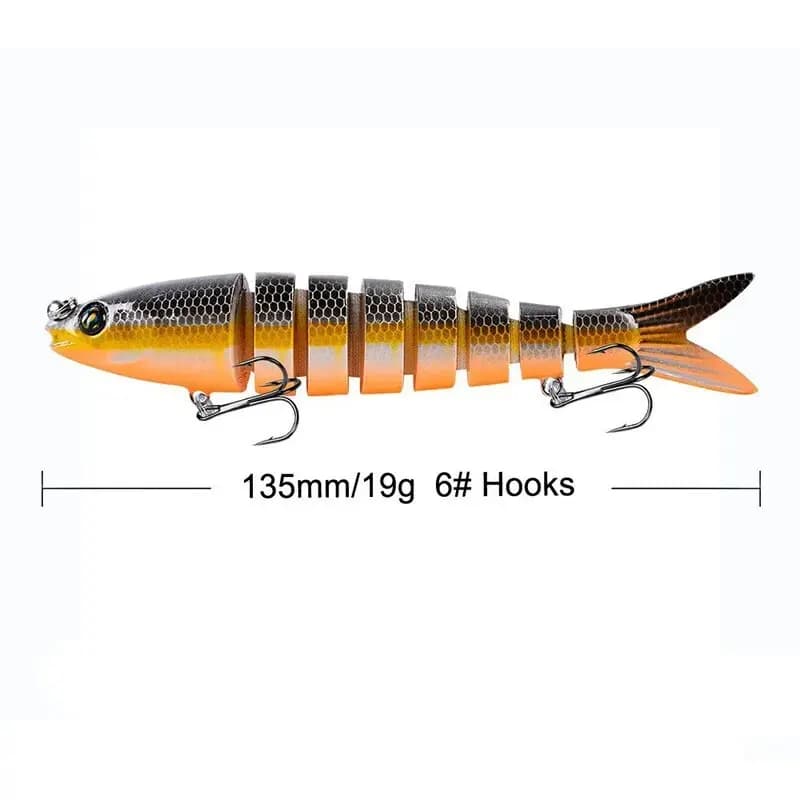 8 segments leurre nageur 3 pièces 135mm 19g multi-articulé yeux 3D pour pêche carnassier