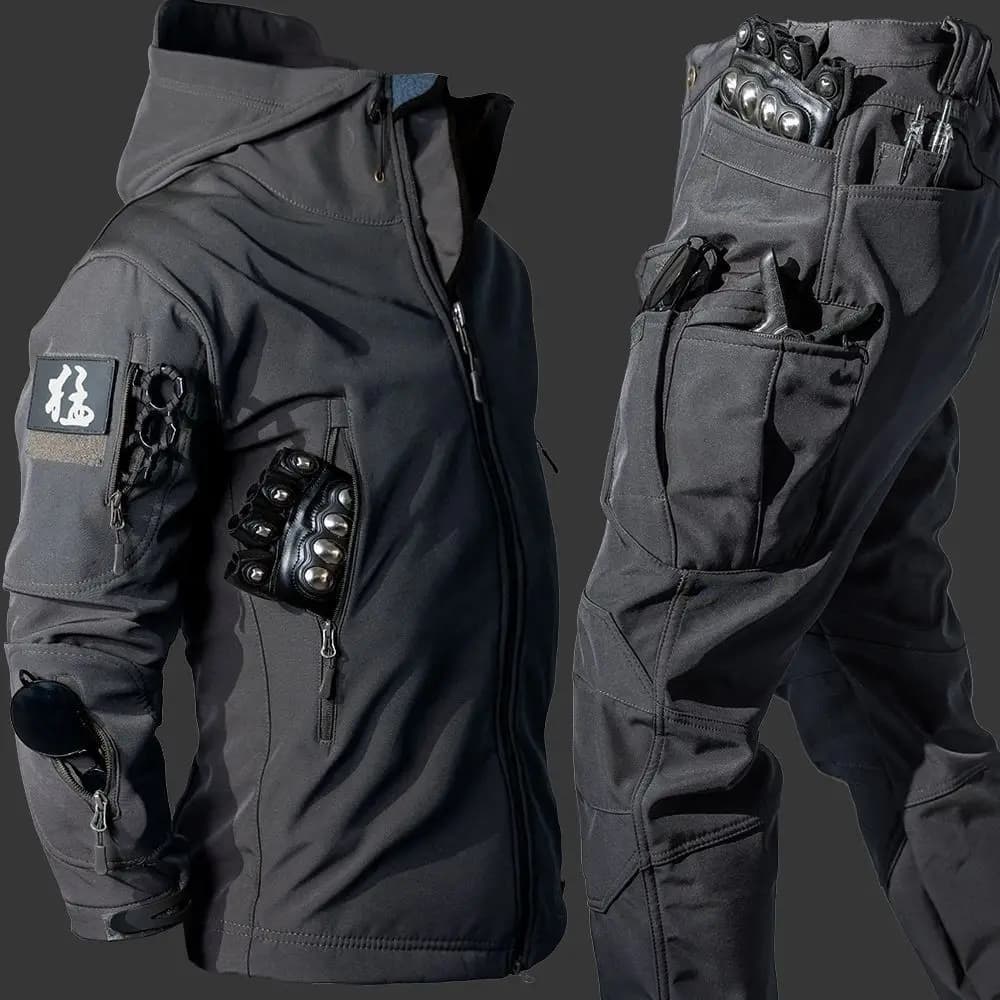 Veste et pantalon de pêche hiver polaire coupe-vent imperméable 5XL épais résistant