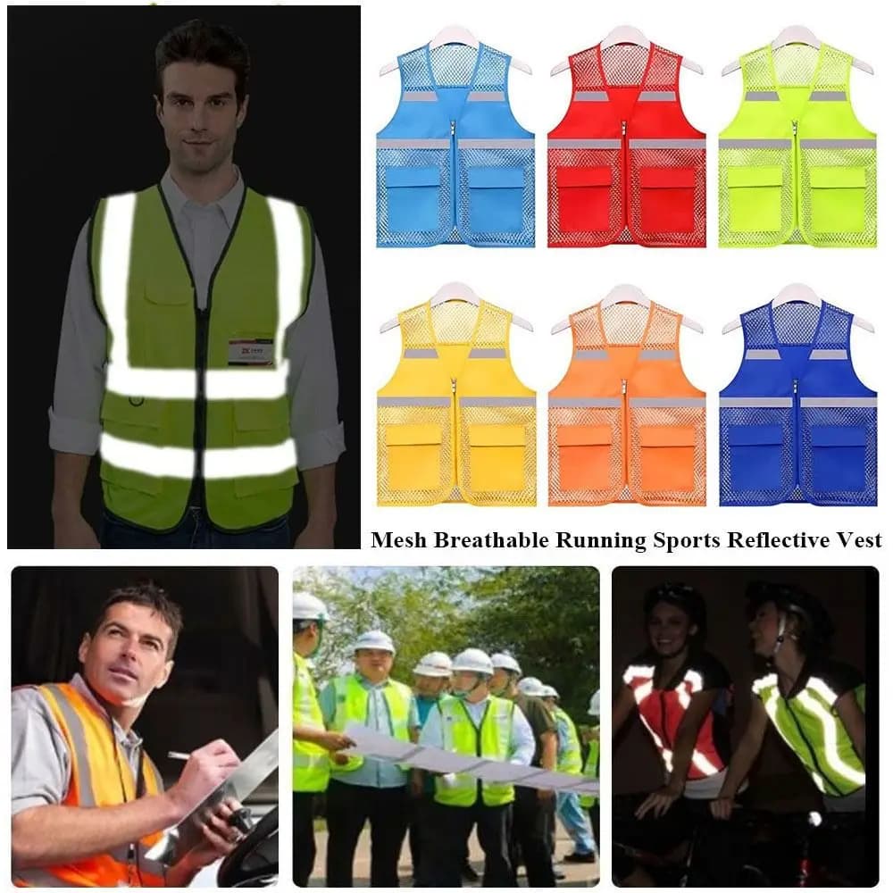 Gilet de running haute visibilité multicolore - Veste de sécurité respirante pour pêche sportive et outdoor